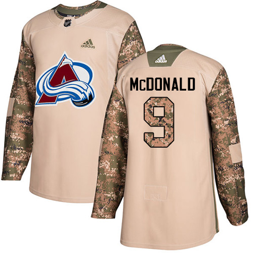 Adidas Avalanche #9 Lanny McDonald Camo Authentic Veterans Day Stitched Youth NHL Jersey